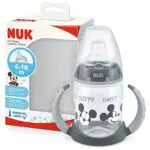 NUK First Choice+ bicchiere antigoccia / 6-18 mesi/Beccuccio in silicone a prova di perdite/Sfiato Anti-Colica/Senza BPA / 150ml / Disney Topolino