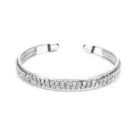 Ogquaton - Bracciale in acciaio INOX placcato argento con zirconi bianchi