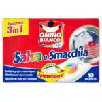 Omino Bianco - Salva e Smacchia, Sacchetti Lavatrice 3 Azioni in 1 con Effetto Smacchiante e Cattura Colore