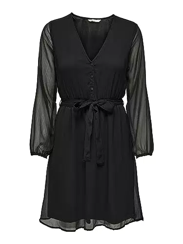 Only Onlcera 3/4 Short Dress Wvn Noos Vestito, Nero