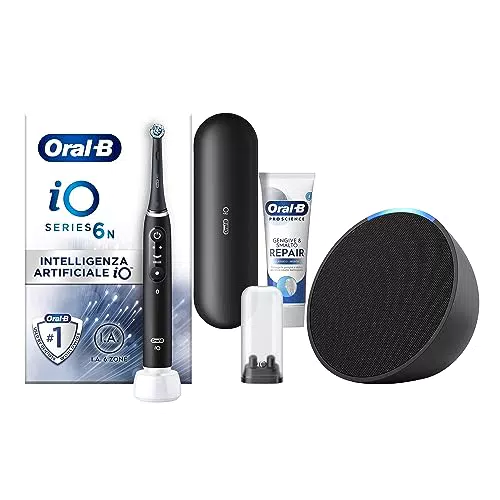 Oral-B, Spazzolino Elettrico Ricaricabile iO6 & Alexa Echo Pop