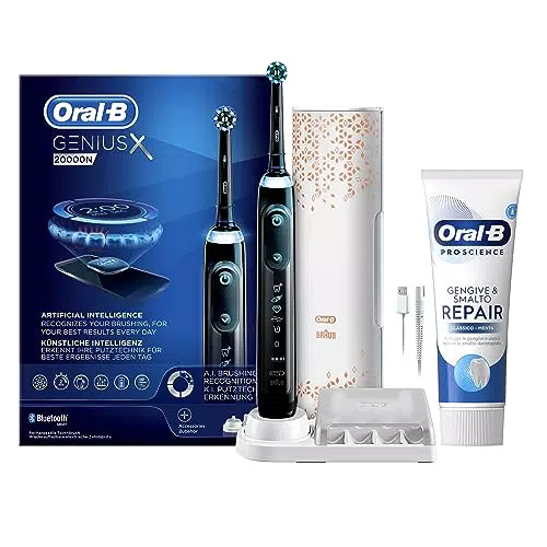 Oral-B Spazzolino Elettrico Ricaricabile Genius X Nero con Intelligenza Artificiale
