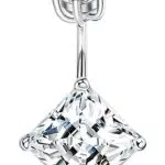 ORAZIO 14G Argento 925 Piercing Ombelico da Donna, Gioielli per Navel Piercing all'Ombelico Piccolo con Zirconia Cubica Quadrata Anelli per Ombelico in Argento