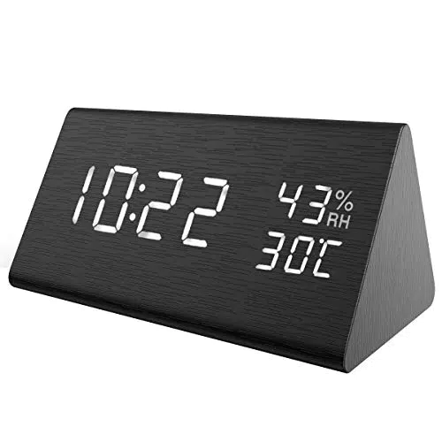 ORIA Sveglia LED in Legno, Orologio da Comodino Digitale del Sensore Sonoro