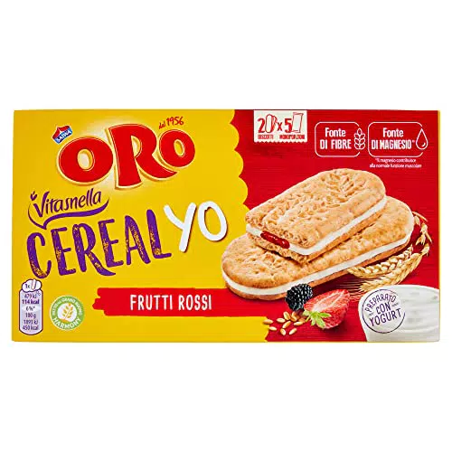 Oro Vitasnella, Cereal Yo con Frutti Rossi, Biscotti con Ripieno Morbido di Frutti Rossi e Yogurt