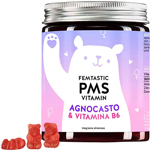 Orsetti gommosi per la sindrome premestruale - agnocasto & vitamina B6 ed estratto di Dong Quai - per mitigare i fastidi mestruali - vegani