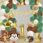 Palloncini Compleanno Giungla, 56 Pcs Addobbi Bambina Ragazzi con Palloncini Animali Giungla Safari Festa Compleanno Addobbi Per Decorazioni Compleanno