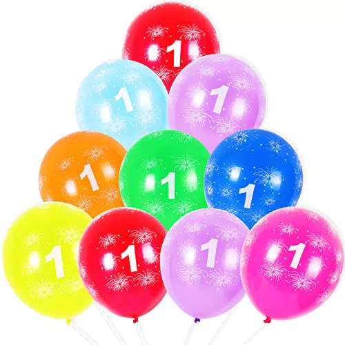 Palloncini per il primo compleanno, 10 pezzi, 30, 5 cm in lattice assortiti con numeri multicolori