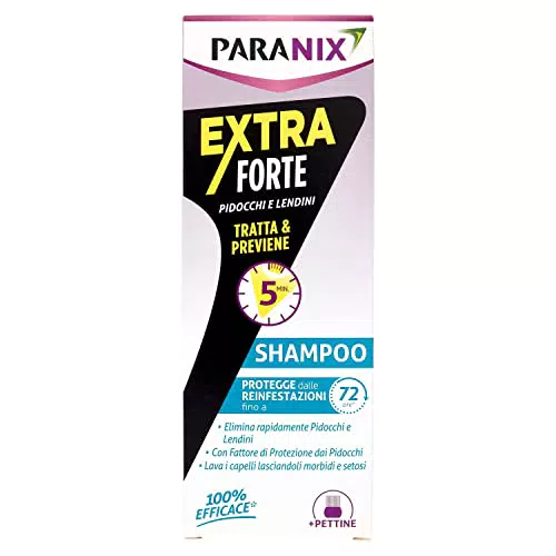 Paranix Shampoo Extra Forte Tratta & Previene Pidocchi e Lendini In 5 Minuti