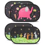 Parasole Auto Bambini Tendine, 4 Pezzi Parabrezza Finestrino Laterale con Simpatici Motivi