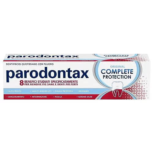 Parodontax Complete Protection Original, Dentifricio con 8 Benefici per Aiutare a Ridurre il Sanguinamento Gengivale e Mantenere Denti Forti