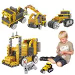 Pensa a Gizmos - Set di veicoli da costruzione RC da 240 pezzi. Kit creativo 4 in 1 con gru