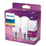 Philips Lampadina LED Goccia, 2 Pezzi, Equivalente a 60W