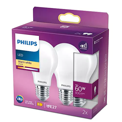 Philips Lampadina LED Goccia, 2 Pezzi, Equivalente a 60W