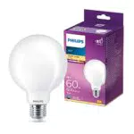 Philips LED Lampadina Globo, 60 W, E27, Luce Bianca Calda