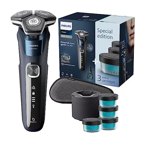 Philips Shaver Series 5000 - Rasoio elettrico uomo, umido e a secco con tecnologia SkinIQ