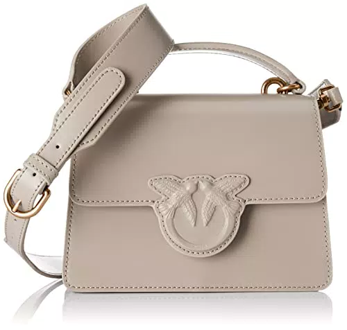 Pinko Love One Top Handle Mini Light, Borsa Donna, I30Q_Grigio Pinguino-Antique Gold