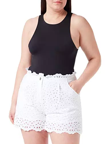 Pinko Solare Shorts Cotone Ricamo Sa Pantaloni, Z04_Bianco Brill