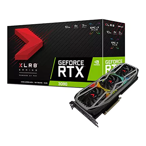 PNY Scheda grafica GeForce RTX 3080 XLR8 Gaming Revel Epic-X RGB a tripla ventola LHR nera/argento