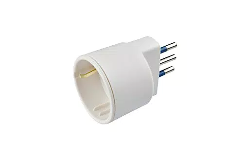 POLY POOL - PP0433S Adattatore Spina Piccola 10A e Presa Tedesca - Adattatore 250 V Bianco 1 PEZZO - Adattatore Presa Tedesca in Tecnopolimero- Adattatore 10A 16A Made in Italy