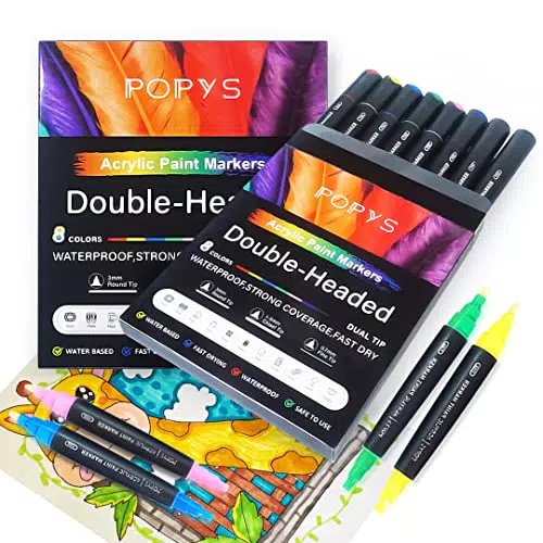 POPYS Confezione da 8 pennarelli a gesso liquido con 3 punte reversibili