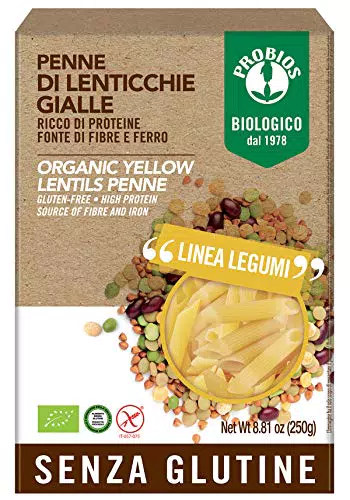 Probios Penne Lenticchie Gialle - 250 gr, Senza glutine