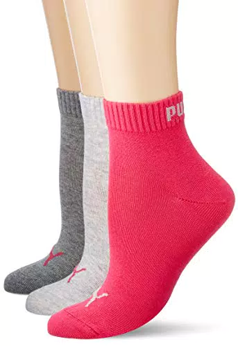 PUMA Quarter, Calzini Unisex - Adulto, Middle Grey Mélange/ Pink 656