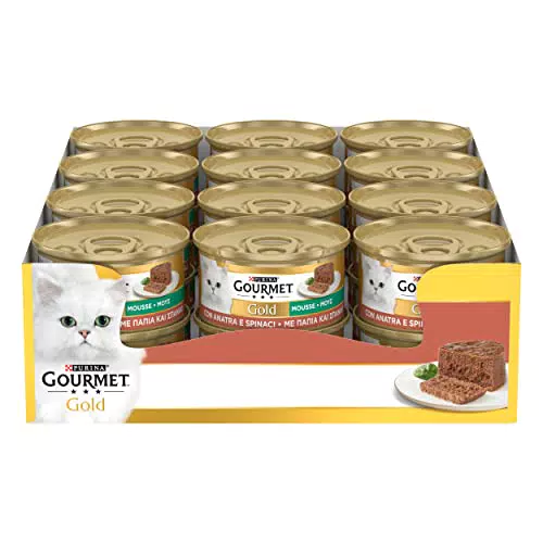 Purina Gourmet Gold Mousse Umido Gatto con Anatra e Spinaci