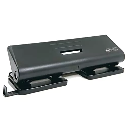 Rapesco ‎PF75P0B1 Perforatrice a 4 Fori 75-P, Fora fino a 16 Fogli