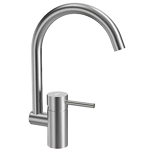 Rubinetto Lavello Cucina, Auralum Miscelatore Cucina in acciaio inox con Beccuccio Girevole a 360 ° per piccola cucina
