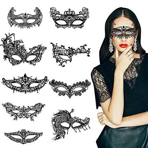 SHANMEI Maschera Pizzo, 9 Pezzi Maschere di Travestimento Maschere di Carnevale
