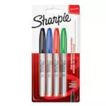SHARPIE Pennarelli Indelebili, Punta Fine, Confezione da 4, Colori Classici Assortiti