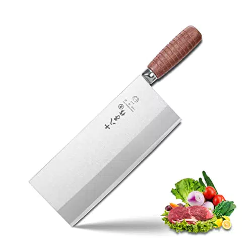 SHI BA ZI ZUO Coltello da chef cinese da 9 pollici, coltello da cucina sottile e leggero Coltello per verdure in acciaio inossidabile Lama antiaderente