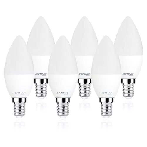 Sigmaled lighting - Lampadina LED E14 6W - 480 lumen - Luce calda 2800K - Attacco piccolo - Lampada LED C37 CANDELA - 6 PEZZI