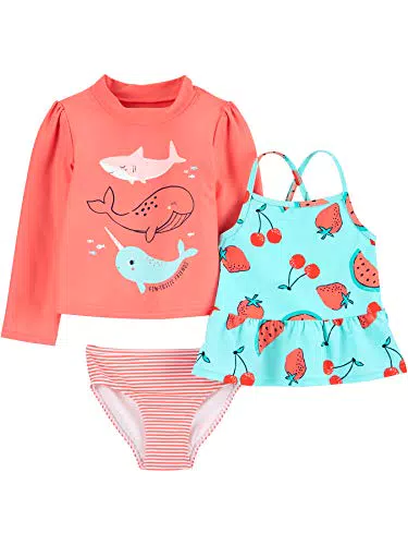 Simple Joys by Carter's Set di 3 Rashguard Assortiti Bambina