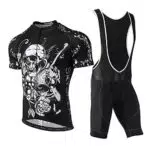 SKYSPER Set Abbigliamento Ciclismo Estivo, Completo Ciclismo Maniche Corti + Salopette 360 Gradi Traspirante per Uomo Ciclismo