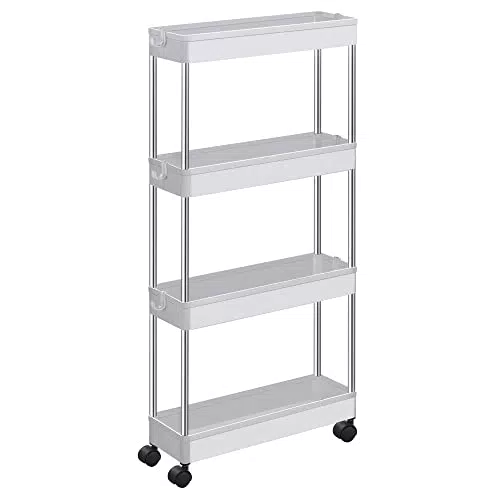 SONGMICS Carrello Portaoggetti a 4 Ripiani, Scaffale di Plastica