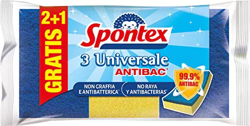 Spontex Universale Delicata Antibatteria 2+1, Spugna Abrasiva in Poliuretano