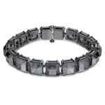 Swarovski Millenia Braccialetto, Placcato in Tonalità Rodio Nero con Cristalli Grigi a Taglio Squadrato