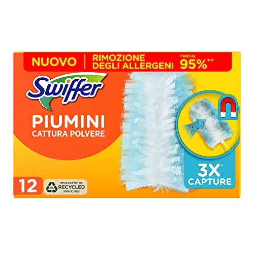 Swiffer Duster Piumini Catturapolvere, 12 Piumini, Cattura e Intrappola Polvere e Sporco