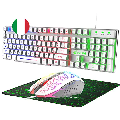 T13 Bianca IT Layout QWERTY Tastiera e Mouse da Gioco
