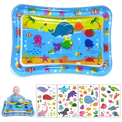 Tappeto Acqua per Neonati, Tappetino Gonfiabile per Neonati 64 x 47 cm Pad per Giochi D'acqua Tappetino Acqua Neonato Bambini Grande 3-18 Mesi Regalo le Prime Attività di Sviluppo del Bambino
