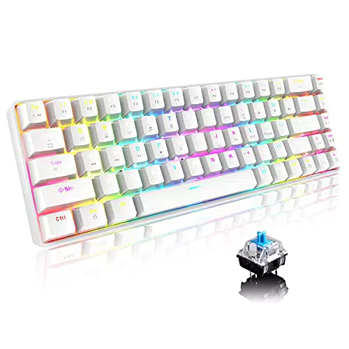Tastiera da gioco meccanica al 60% Compatta tipo C cablata 68 tasti Tastiera impermeabile USB retroilluminata a LED 18 tasti retroilluminati Chroma RGB completi anti-ghosting