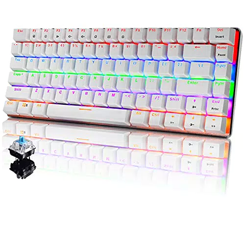 Tastiera Meccanica da Computer Gaming, USB Cablata 82 Tasti Anti-Ghosting Blue Switch Tastiera Gioco Arcobaleno Multicolore Illuminata Backlit