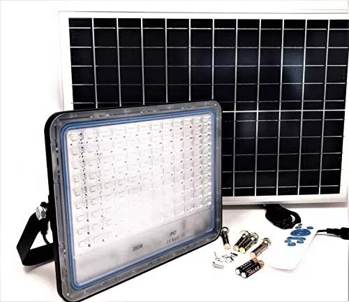 TEMPO DI SALDI Faro Led Da Esterno 200W Luce Bianca Fredda Con Pannello Solare E Telecomando
