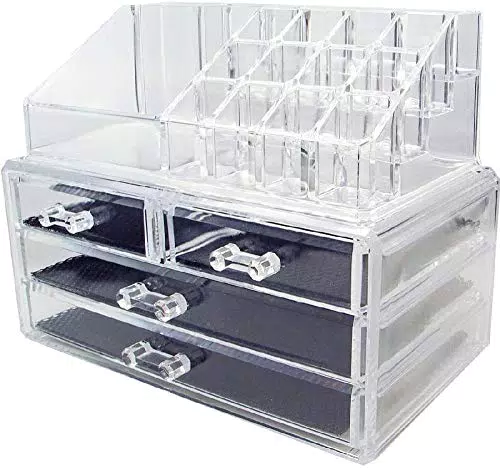 TEMPO DI SALDI Organizzatore Per Cosmetici Con 4 Cassetti Make Up Accessori Bagno Trasparente
