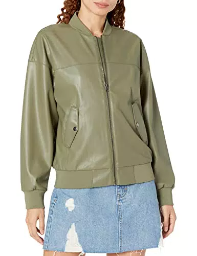 The Drop, bomber da donna Iman in finta pelle, vestibilità larga