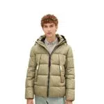 TOM TAILOR Denim Uomini Giacca con cappuccio rimovibile, verde, XXL