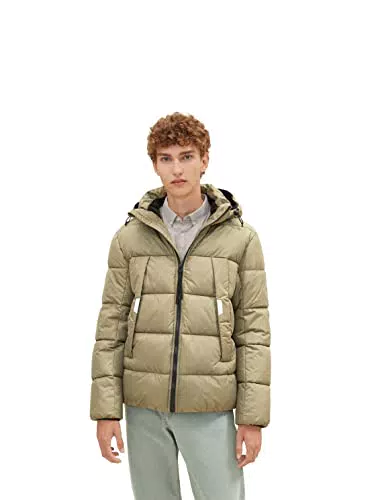 TOM TAILOR Denim Uomini Giacca con cappuccio rimovibile, verde, XXL