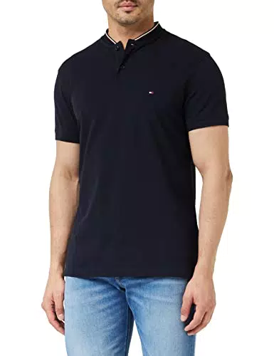 Tommy Hilfiger Collo MAO con Polo RWB Slim S/S, Desert Sky